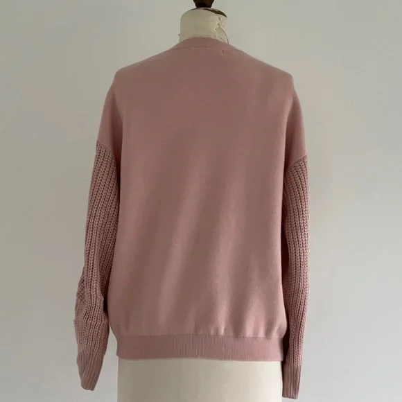 Zesika Pullover Sweater/Sweatshirt w/ Novelty Knit Sleeves Soft Pink Medium - Picture 8 of 12